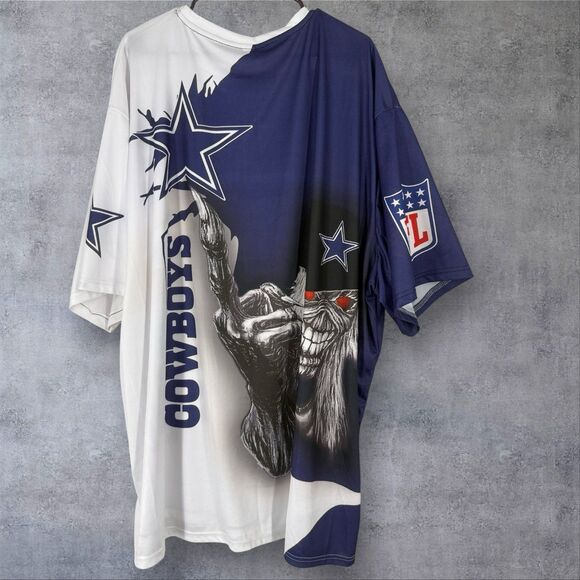 Vintage Dallas Cowboys Graphic Tee 5XL Skull in a Cap Showing Middle Finger - Picture 1 of 11